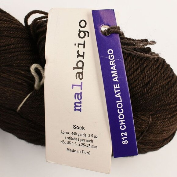 Malabrigo Sock Yarn Merino Wool 440 Yards 3.5 Oz Color Chocolate Amargo - Picture 3 of 3
